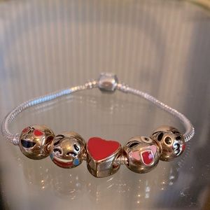 Emoji Faces Beaded Charm Bracelet